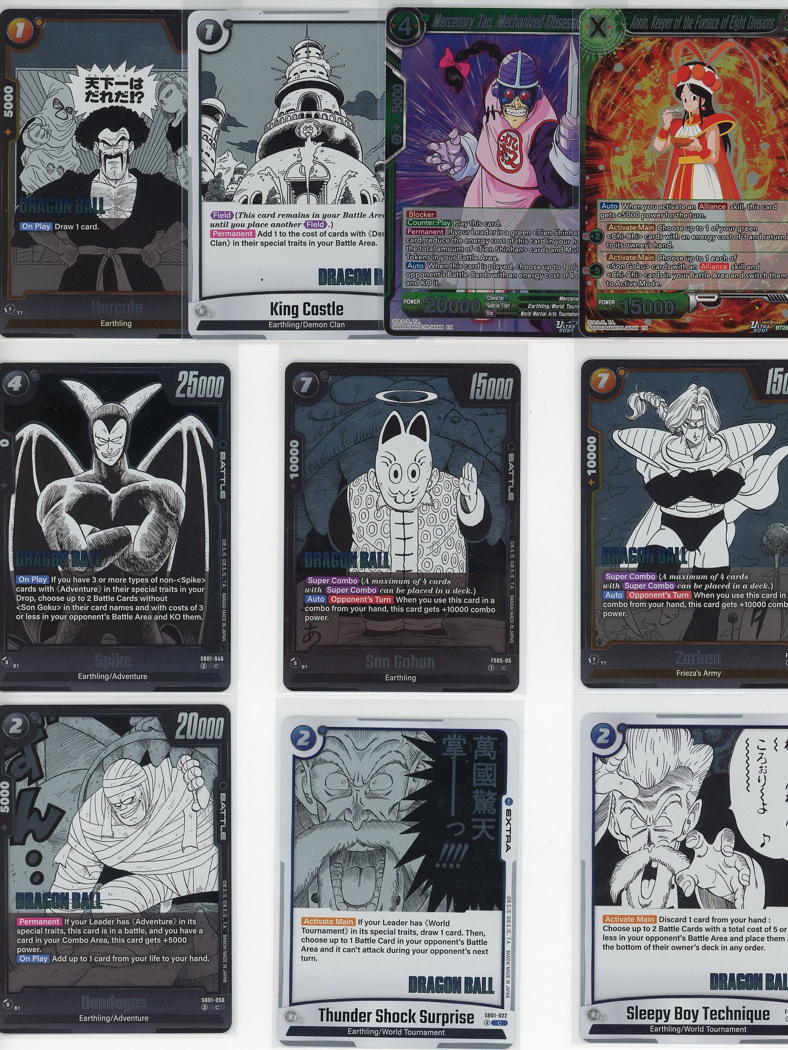 Lot of 10 Dragon Ball Z Foil Cards - Bandai DBZ C: This lot contains 10 Dragon Ball Z foil trading cards from Bandai's official Dragon Ball Z card game. The collection features iconic characters and scenes from the Dragon Ball Z universe, including ch