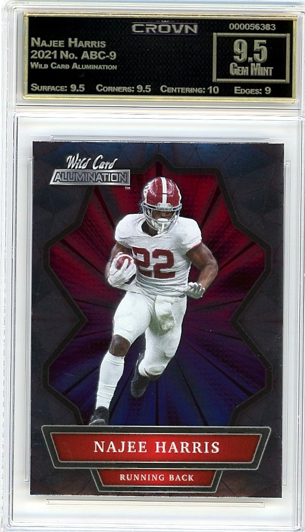 2021 Najee Harris Wild Card Alumination ABC-9 Cro: This is a 2021 Najee Harris card from the Wild Card Alumination set, card number ABC-9. It represents a key release from Harris's rookie year, capturing one of the most anticipated prospects entering