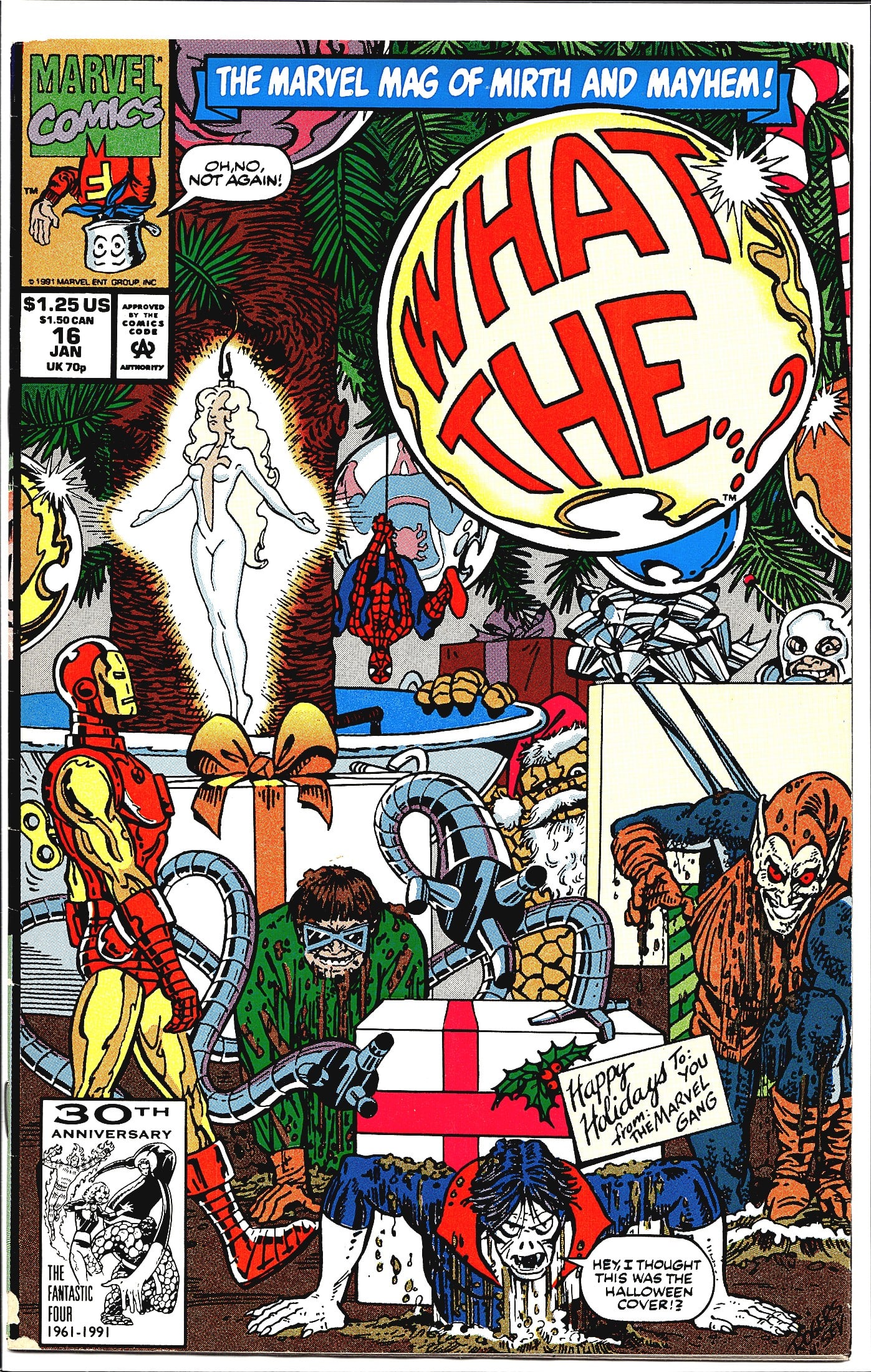 1992 Marvel What The--?! #16 Comic Book: This is Marvel Comics' What The..? issue #16, cover dated January 1991 and priced at $1.25 US / $1.50 CAN / 70p UK. What The..? was Marvel's humor anthology series - billed on the cover as 'The Marvel