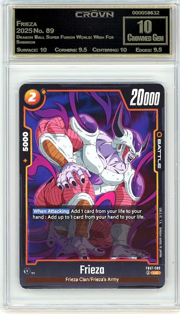 2025 Frieza Dragon Ball Super Fusion World #89 Cr: This is a 2025 Frieza card from the Dragon Ball Super Fusion World: Wish For Shenron set, card number 89. A key character card from this premium Dragon Ball trading card series, this Frieza