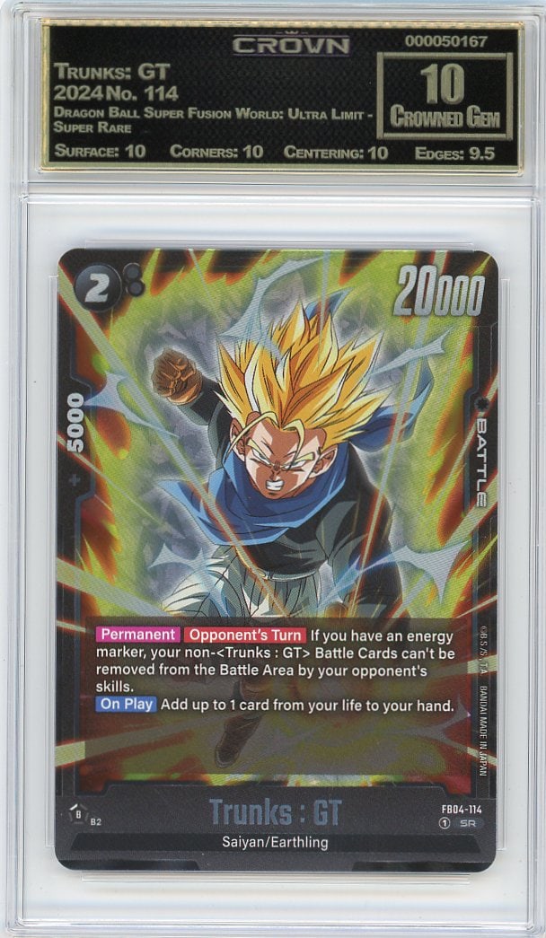 2024 Trunks GT Dragon Ball Super Fusion World Ult: This is a 2024 Trunks: GT card from the Dragon Ball Super Fusion World Ultra Limit - Super Rare set, card number 114. It represents a key character moment captured in this premium trading card release