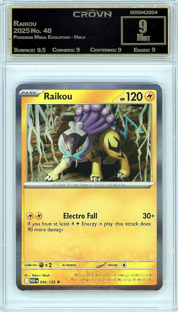 2025 Raikou Pokemon Mega Evolution - Holo #48 Cro: Graded by Crown Grading. Grade: 9.00. Mint