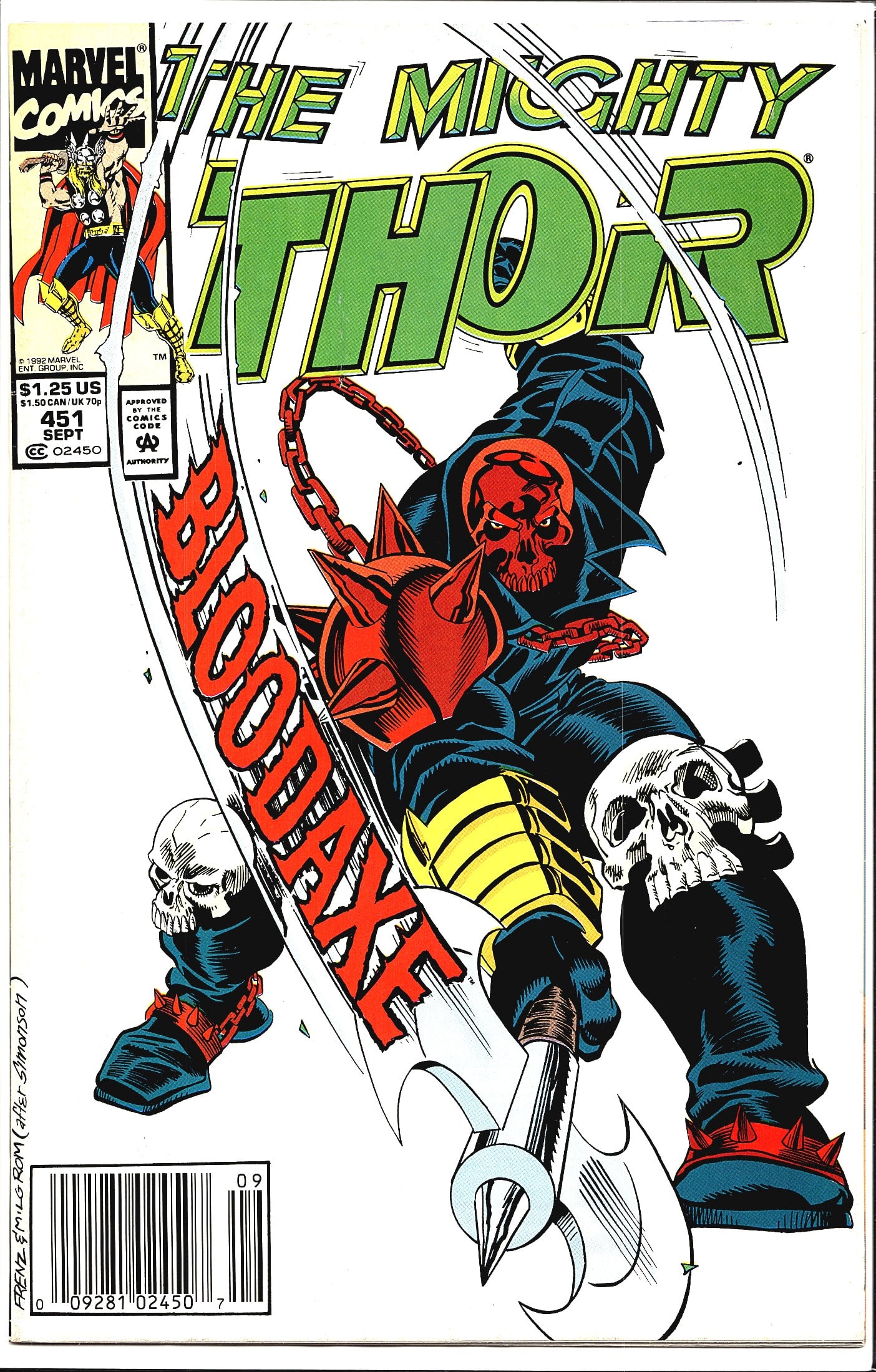 1992 Marvel The Mighty Thor #451 Comic Book (1 of 1)
