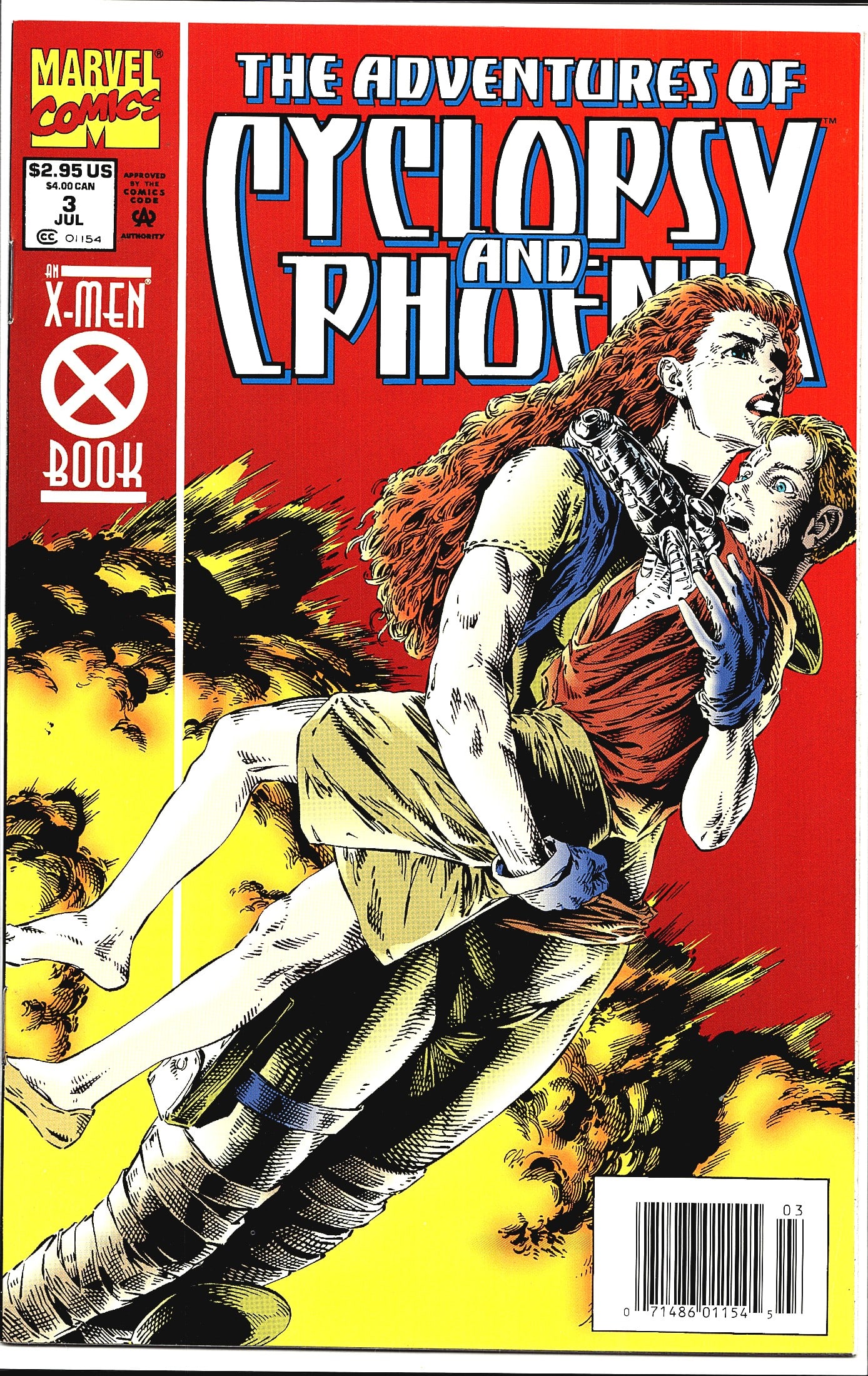 1994 Marvel Comics Adventures of Cyclops and Phoe: This is issue #3 of The Adventures of Cyclops and Phoenix, a four-issue limited series published by Marvel Comics in July 1994. The cover features a dramatic scene of Phoenix carrying an injured figur