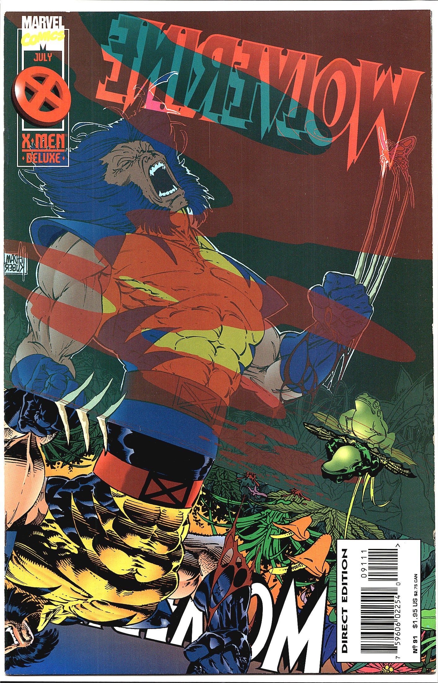 1995 Marvel Wolverine #91 Newsstand Variant Comic: This listing is for Wolverine #91, published by Marvel Comics in July 1995 as part of the X-Men Deluxe line. This is the Direct Edition, as indicated by the 'Direct Edition' label on the cover. The co