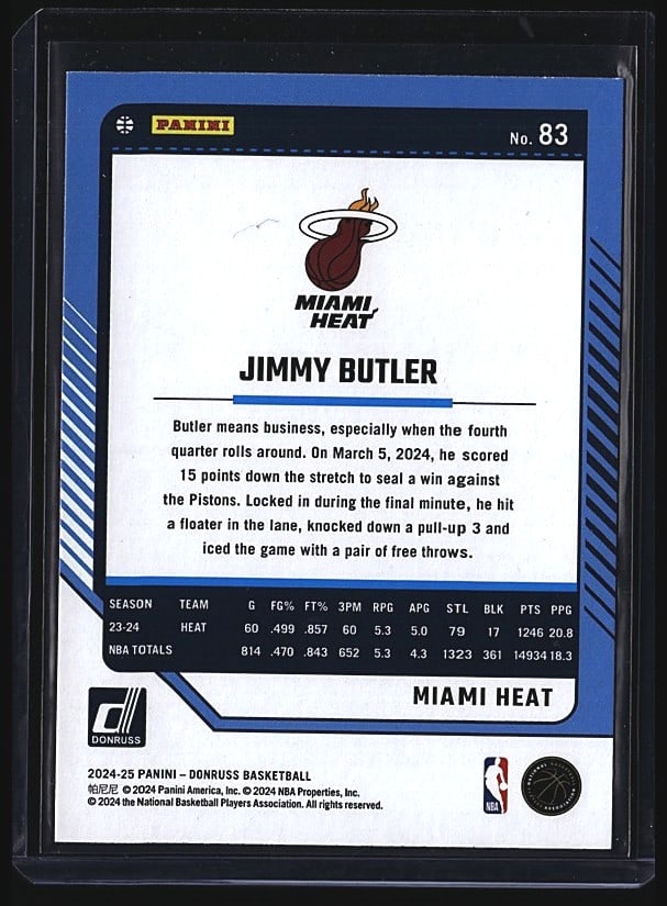 2024 Panini Donruss Jimmy Butler #83 Miami Heat B (1 of 1)