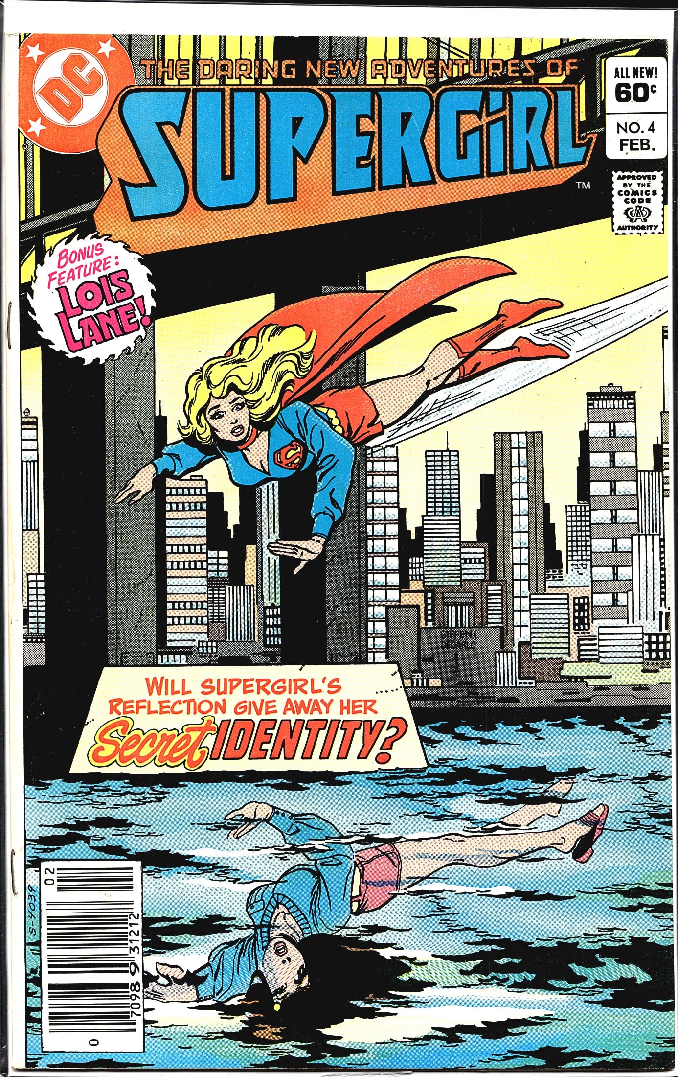 1983 DC Comics Daring New Adventures of Supergirl: This is issue #4 of The Daring New Adventures of Supergirl, published by DC Comics and cover-dated February 1983. The cover features Supergirl flying over a city skyline with a dramatic reflection in 