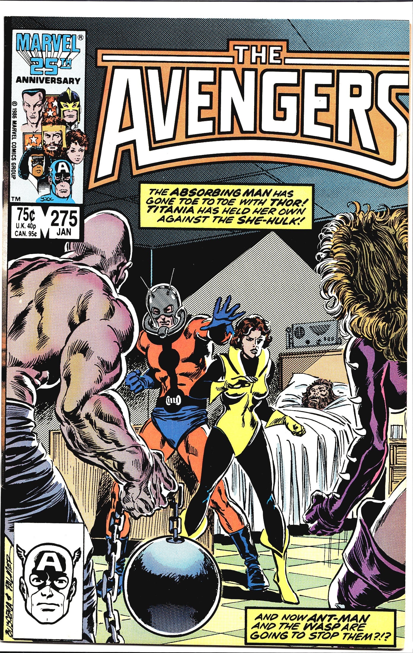 Marvel The Avengers 1987 #275 Comic Book: The Avengers #275 from Marvel Comics Group, cover-dated January 1987 and bearing a 1986 copyright. This issue features a dramatic cover showcasing Ant-Man and the Wasp facing off against the