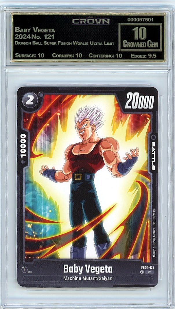 2024 Baby Vegeta Dragon Ball Super Fusion World #: This is a 2024 Baby Vegeta card from the Dragon Ball Super Fusion World: Ultra Limit set, card number 121. It represents a key character moment captured in this premium trading card release, sought af