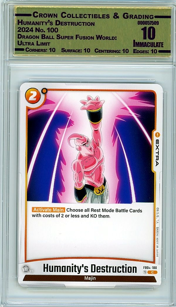 2024 Dragon Ball Super Fusion World Ultra Limit H: This is a 2024 Dragon Ball Super Fusion World: Ultra Limit Humanity's Destruction card #100. It represents a premium collectible from one of the most sought-after modern trading card sets in the