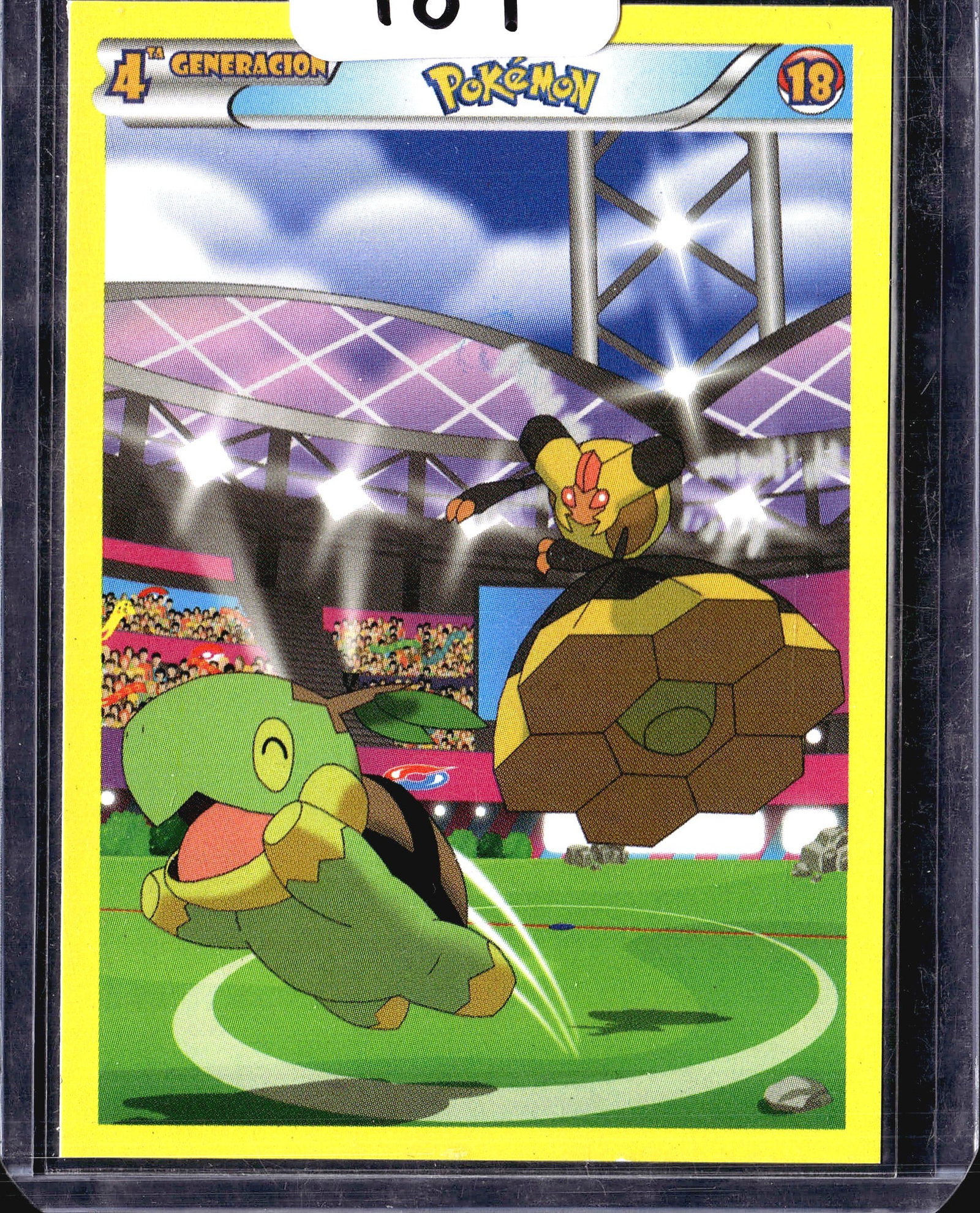 Modern Pokemon Holo Single Card #181 Trading Card: This is a modern era Pokemon holo trading card featuring stadium artwork with multiple Pokemon in battle action. The card displays a vibrant holographic foil finish typical of current generation