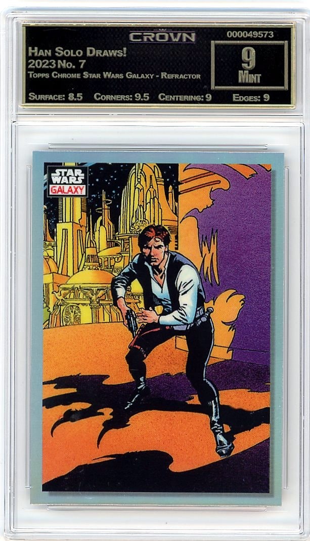2023 Han Solo Draws! Topps Chrome Star Wars Galax: Graded by Crown Grading. Grade: 9.00. Mint