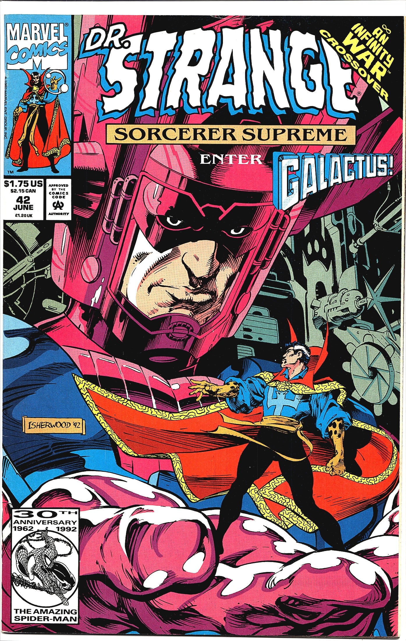 1992 Marvel Doctor Strange Sorcerer Supreme #42 C: Dr. Strange: Sorcerer Supreme #42 published by Marvel Comics, cover dated June 1992, priced at $1.75 US. This issue is part of the Infinity War crossover event and features the story arc 'Enter Galact
