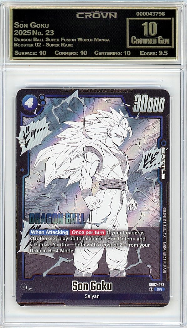 Son Goku 2025 Dragon Ball Super Fusion World: This is a 2025 Son Goku trading card from the Dragon Ball Super Fusion World Manga Booster 02 set, card number 23. It's a Super Rare pull that represents a key character from one of anime's most iconi