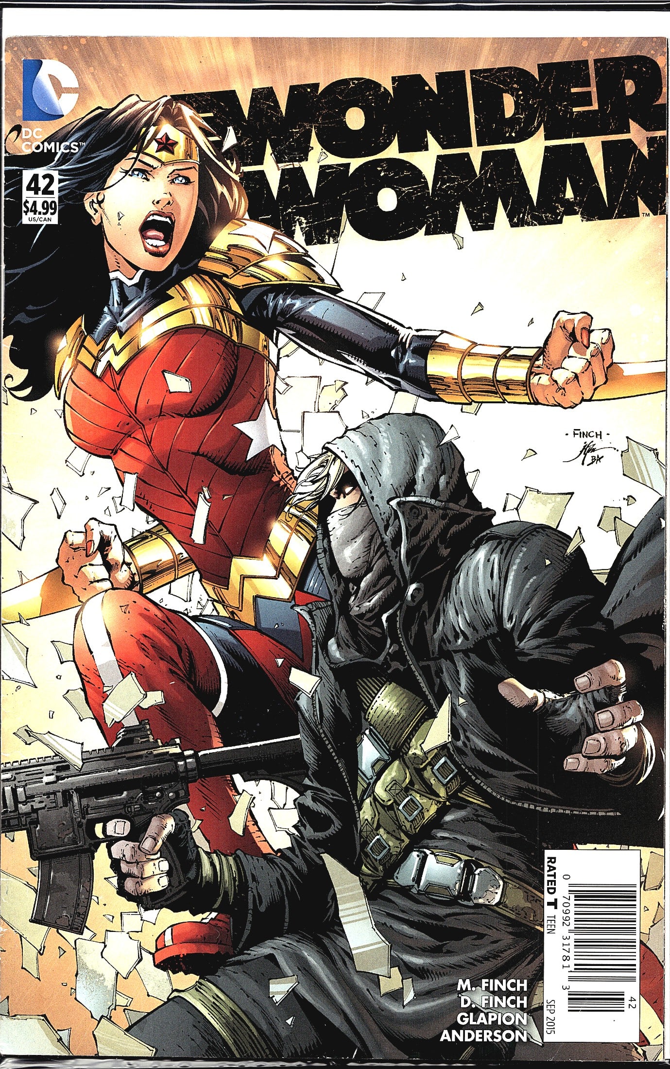 Wonder Woman 2015 DC Comics New 52 #42 1st Print: Wonder Woman #42 from DC Comics, cover dated September 2015 and priced at $4.99. This issue features artwork by David Finch with writing by Meredith Finch, inks by Jonathan Glapion, and colors by