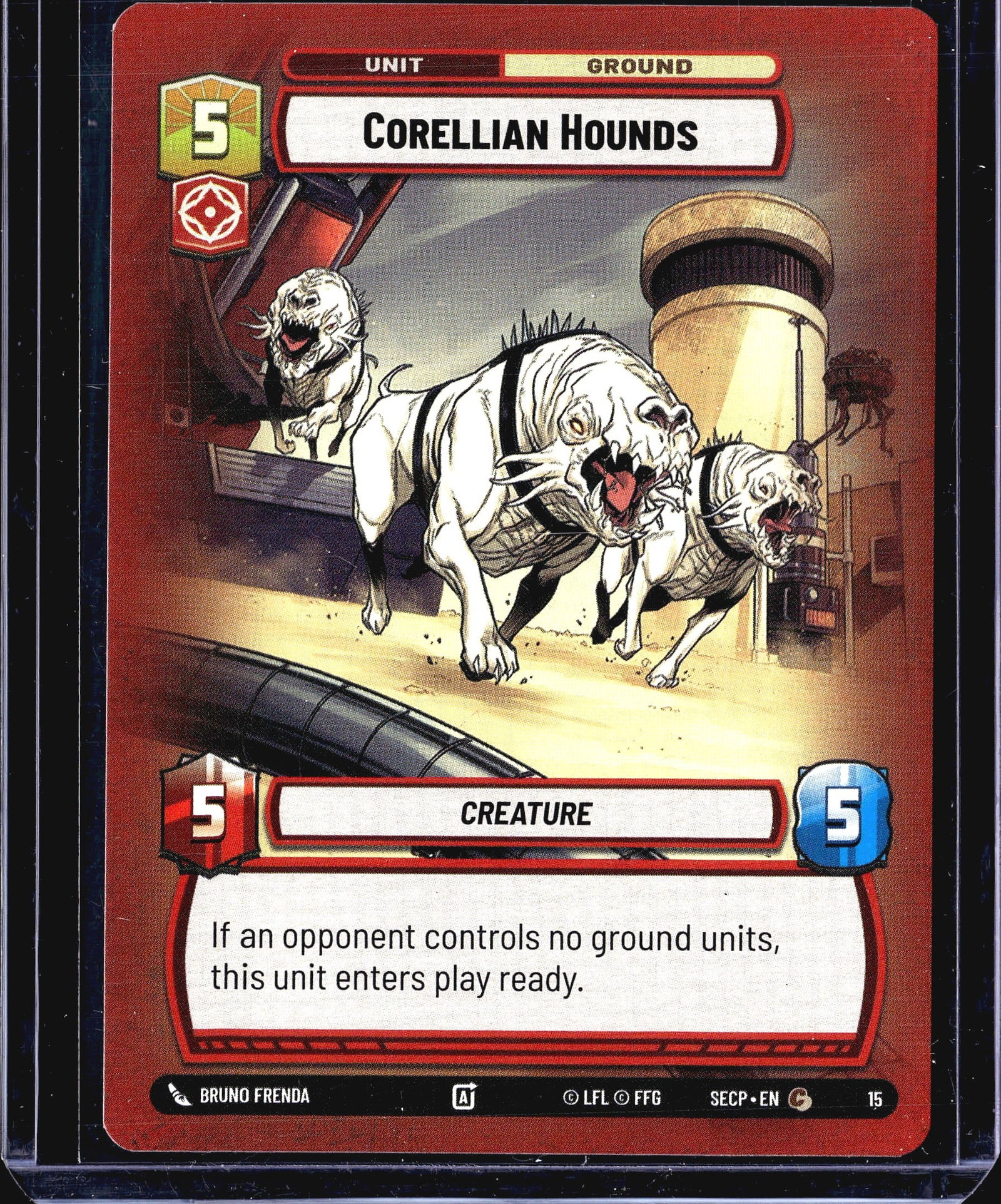 2024 Fantasy Flight Games Spark of Rebellion: This listing is for the Corellian Hounds card (#15) from the Star Wars Unlimited trading card game, published by Fantasy Flight Games (FFG) under license from Lucasfilm (LFL). The card is a Ground Uni