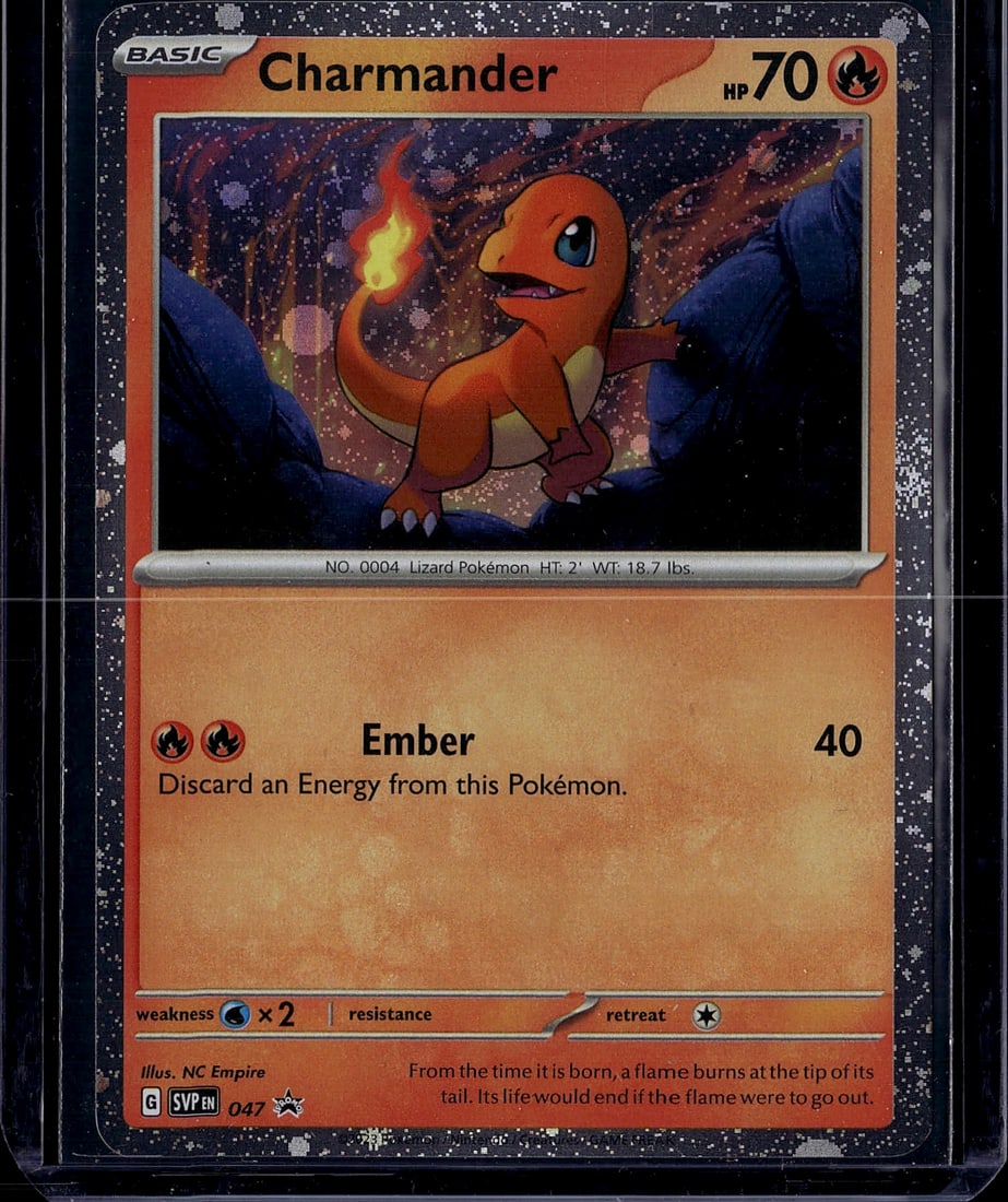 Charmander 047/202 Sword & Shield Pokemon Card: This is an authentic Charmander Pokemon Trading Card from the Sword & Shield set, card number 047/202. Featuring the iconic fire-type lizard Pokemon in excellent detail, this Basic Pokemon card has 70