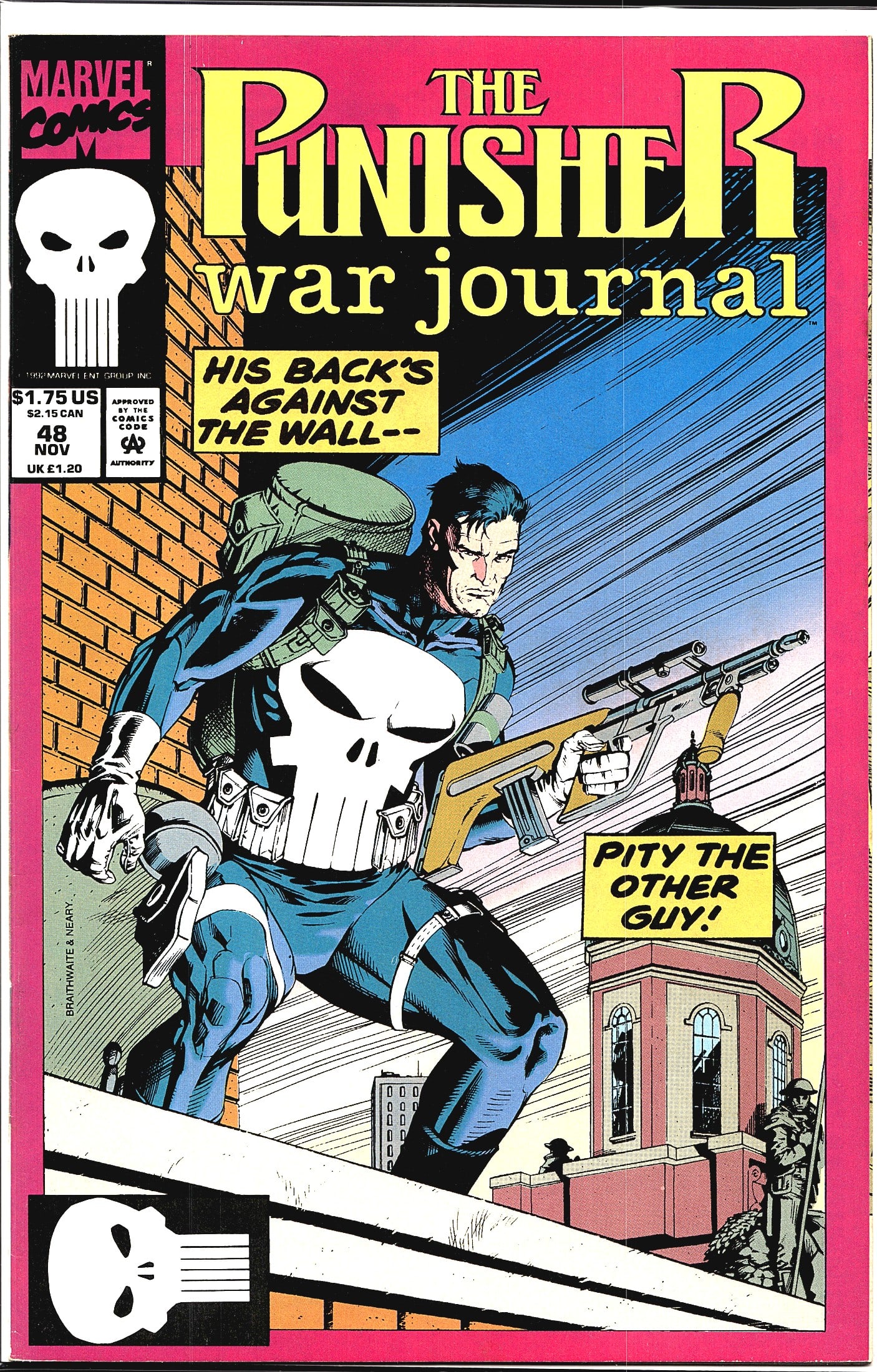 1992 Marvel The Punisher War Journal #48 Raw: This listing features The Punisher War Journal #48, published by Marvel Comics in November 1992. The cover art by Braithwaite & Neary depicts the Punisher armed with a rifle, back against a brick