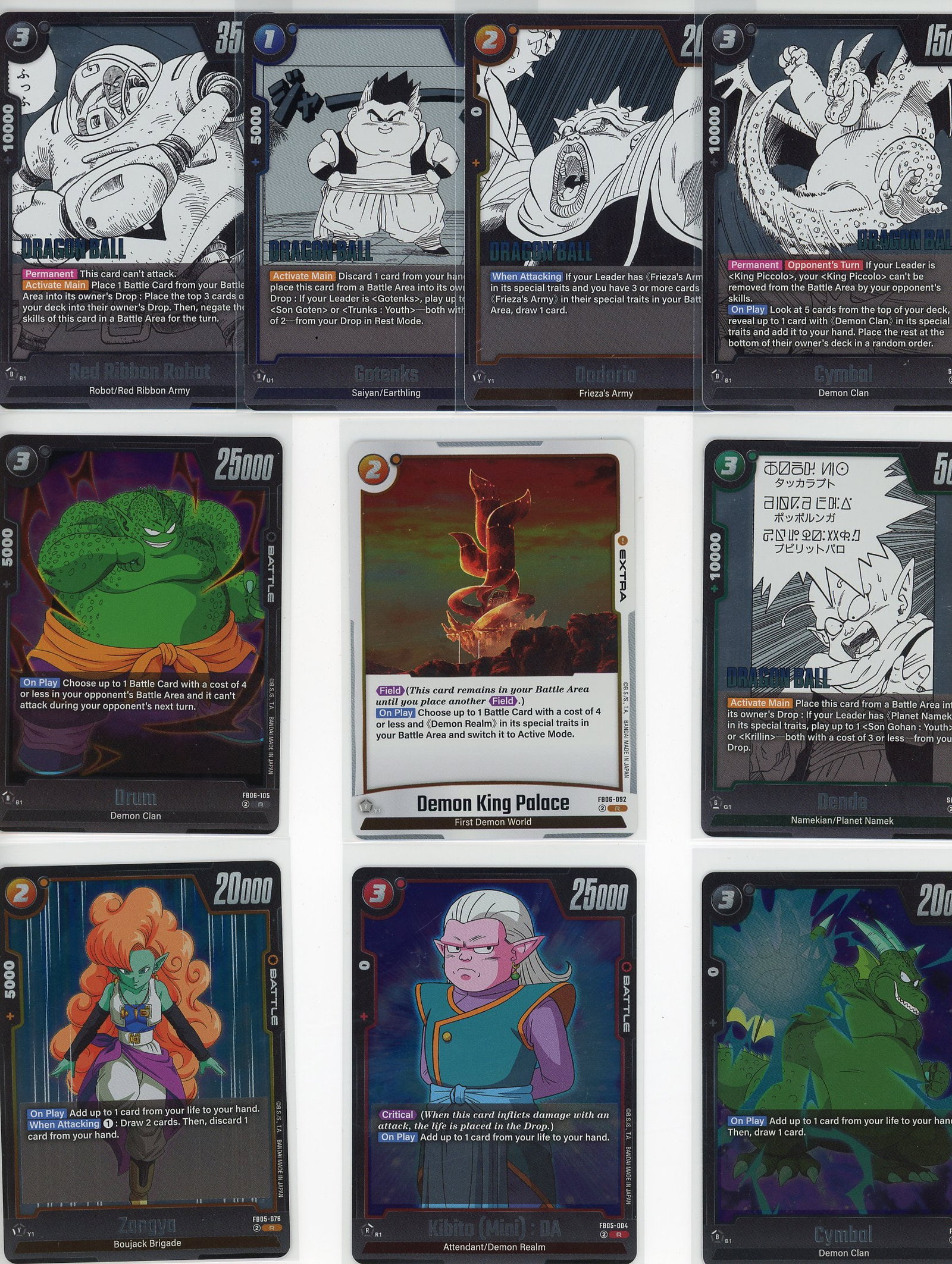 Lot of 10 Dragon Ball Z Foil Cards - Bandai TCG: This lot contains 10 Dragon Ball Z foil cards from the Bandai Trading Card Game. The collection features a diverse mix of characters and card types from the Dragon Ball Z universe, including cards