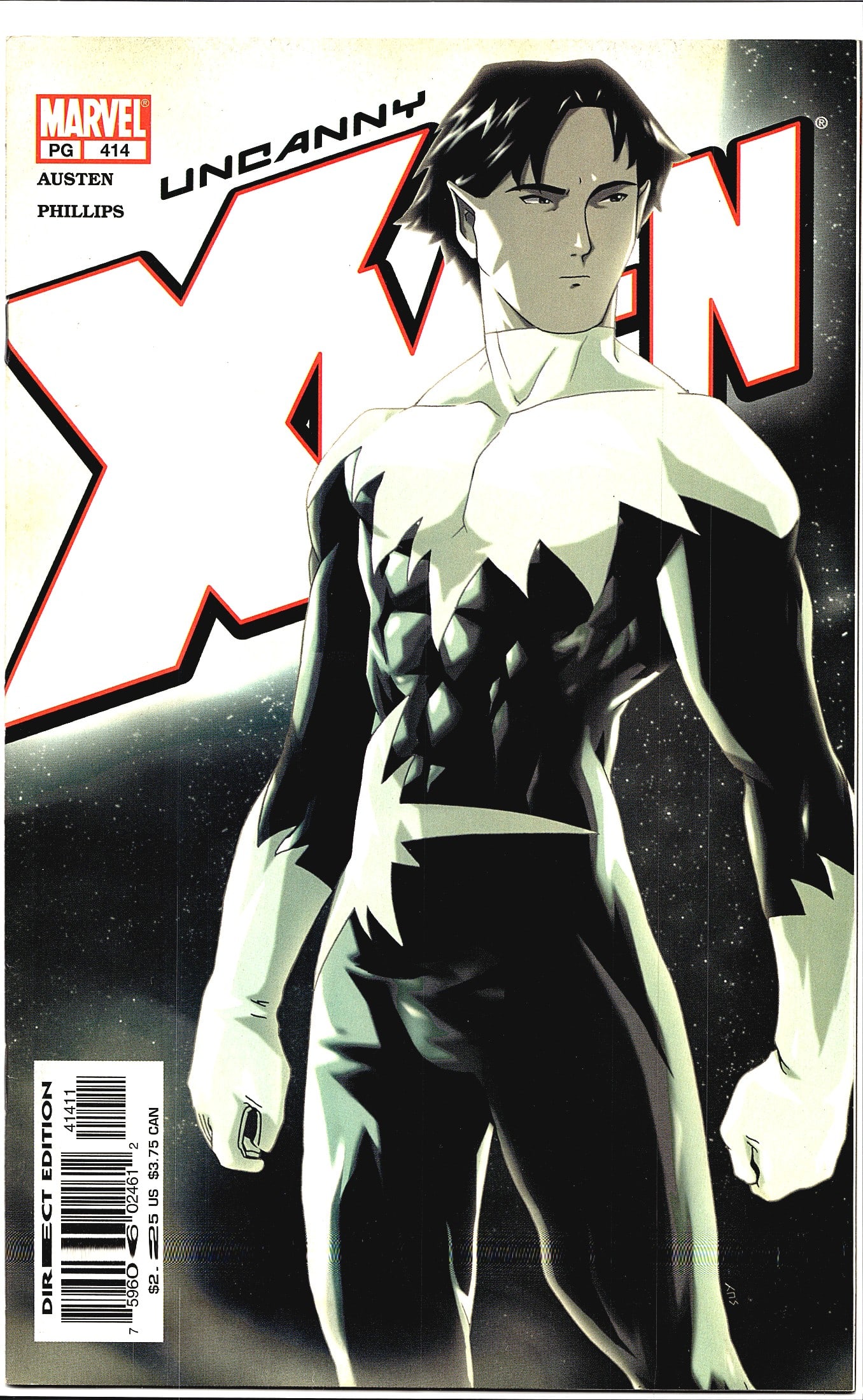 2002 Marvel Uncanny X-Men #414 Comic Book: Uncanny X-Men #414 published by Marvel Comics, written by Chuck Austen with art by Sean Phillips. This is a Direct Edition issue featuring a striking cover with a mutant character rendered in a