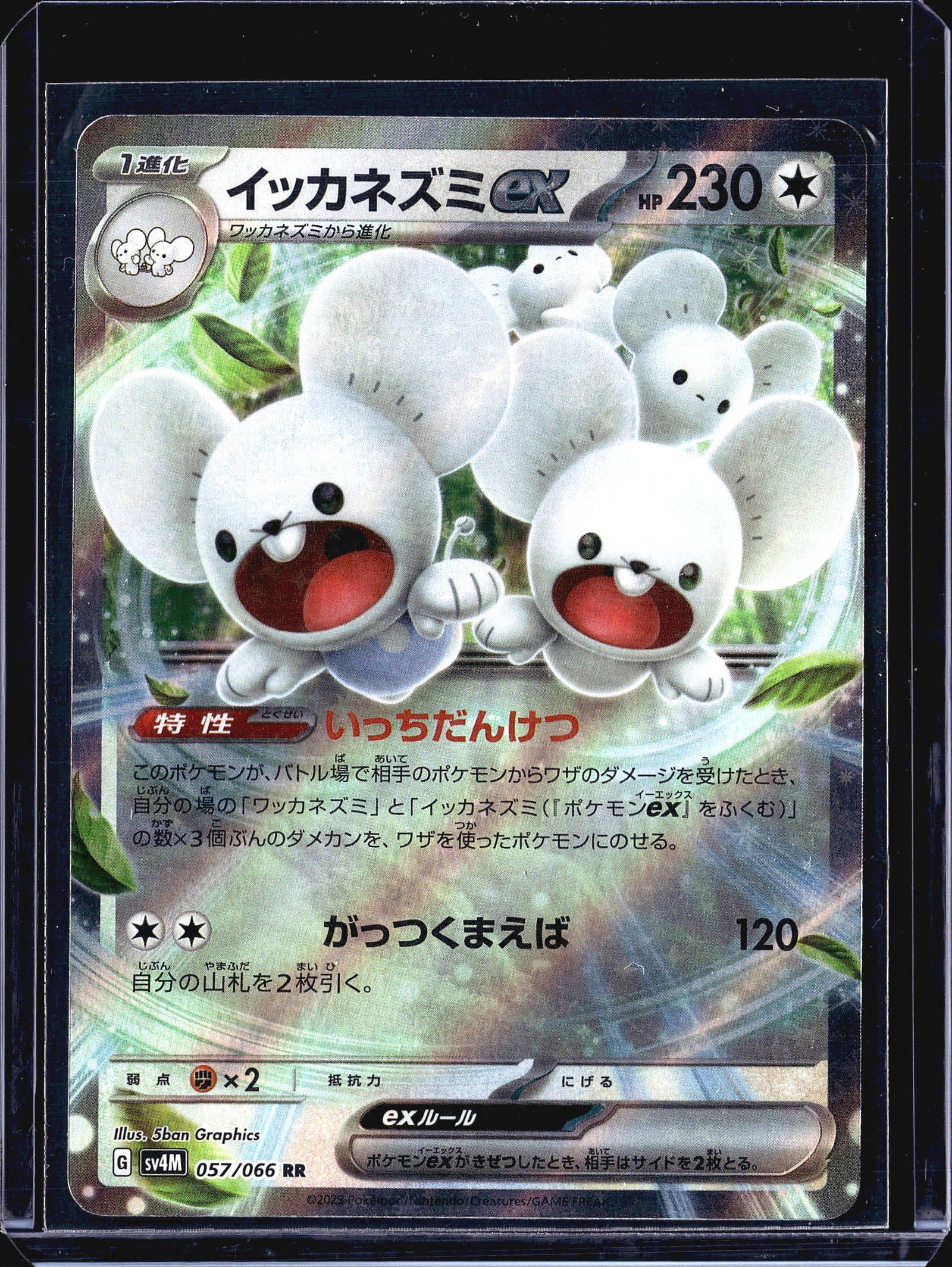 Pokemon 2023 Future Flash sv4M Maushold ex: This listing features a 2023 Japanese Pokemon Trading Card Game card - Maushold ex (ex) - from the sv4M Future Flash expansion, numbered 057/066 with a Double Rare (RR) rarity designation. The card