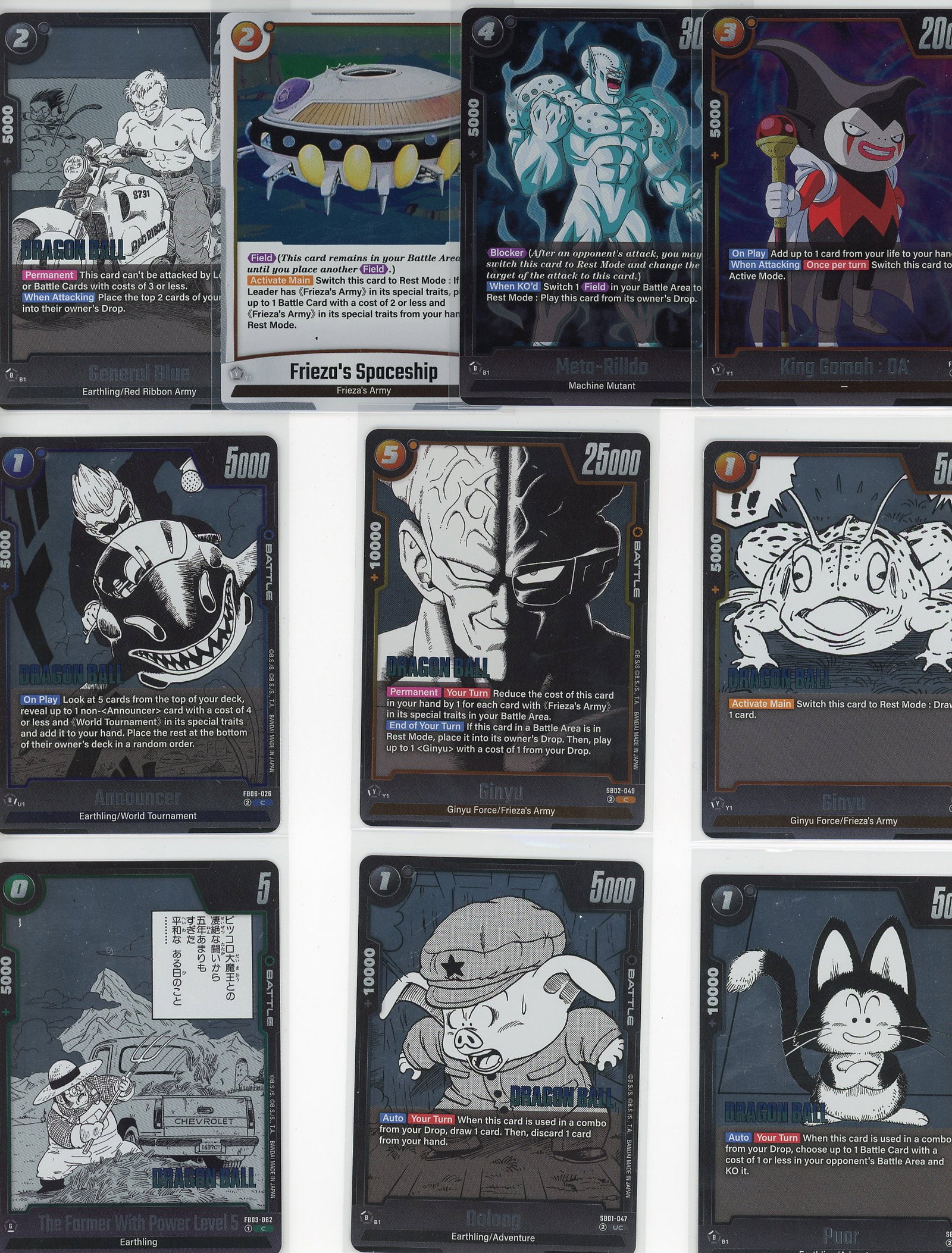 Lot of 10 Dragon Ball Z Foil Cards Mint: This lot contains 10 authentic Dragon Ball Z foil cards from Bandai in pristine mint condition. The collection features iconic characters and powerful scenes from the Dragon Ball Z universe, including
