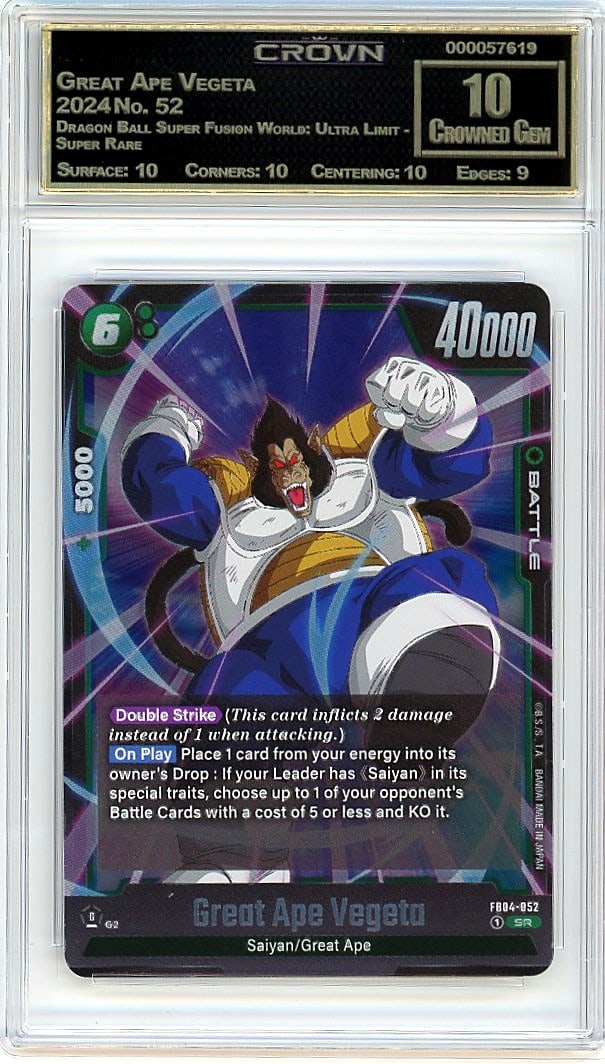 2024 Great Ape Vegeta Dragon Ball Super Fusion: This is a 2024 Great Ape Vegeta card from the Dragon Ball Super Fusion World: Ultra Limit - Super Rare set, card number 52. It represents a key character moment captured in one of the most sought-afte
