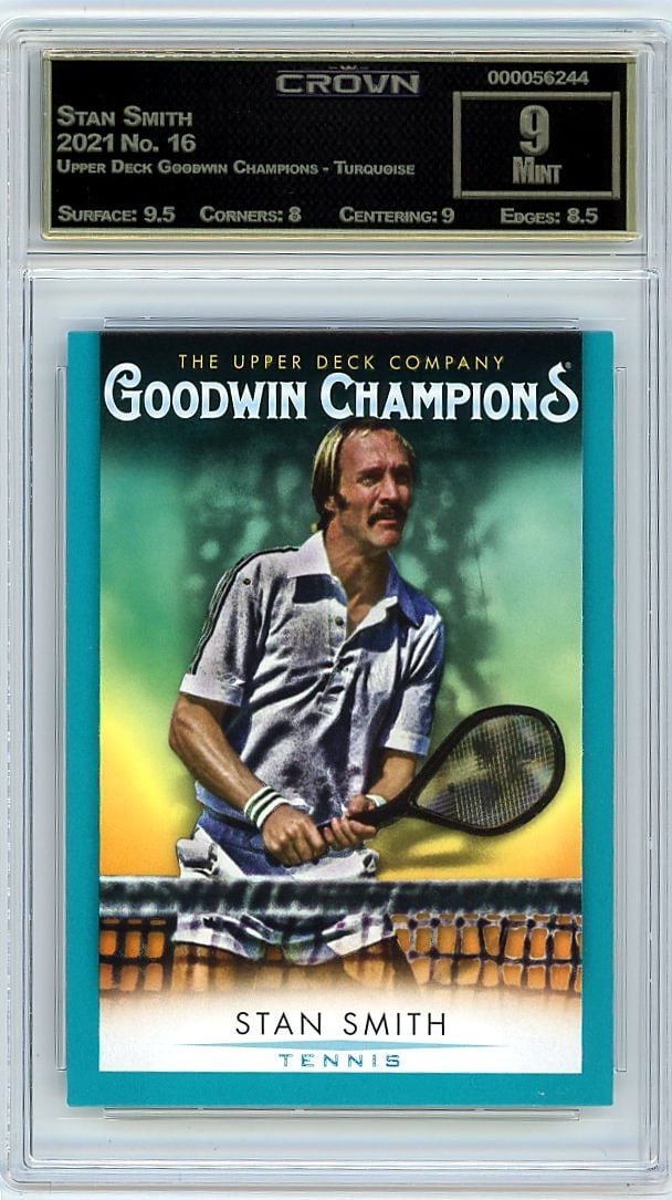 2021 Stan Smith Upper Deck Goodwin Champions: This is a 2021 Stan Smith card from the Upper Deck Goodwin Champions Turquoise set, card number 16. This professionally graded slab captures a piece of trading card history with one of the sport's