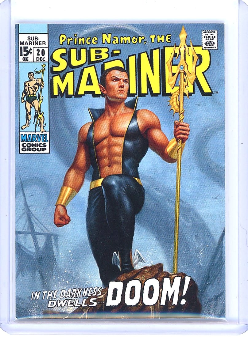 2022 Upper Deck Marvel Masterpieces #32 Namor: This is card #32 from the 2022 Marvel Masterpieces SkyBox set published by Upper Deck, featuring Namor (Prince Namor McKenzie) as a Variant Cover card. The front presents striking new artwork styled
