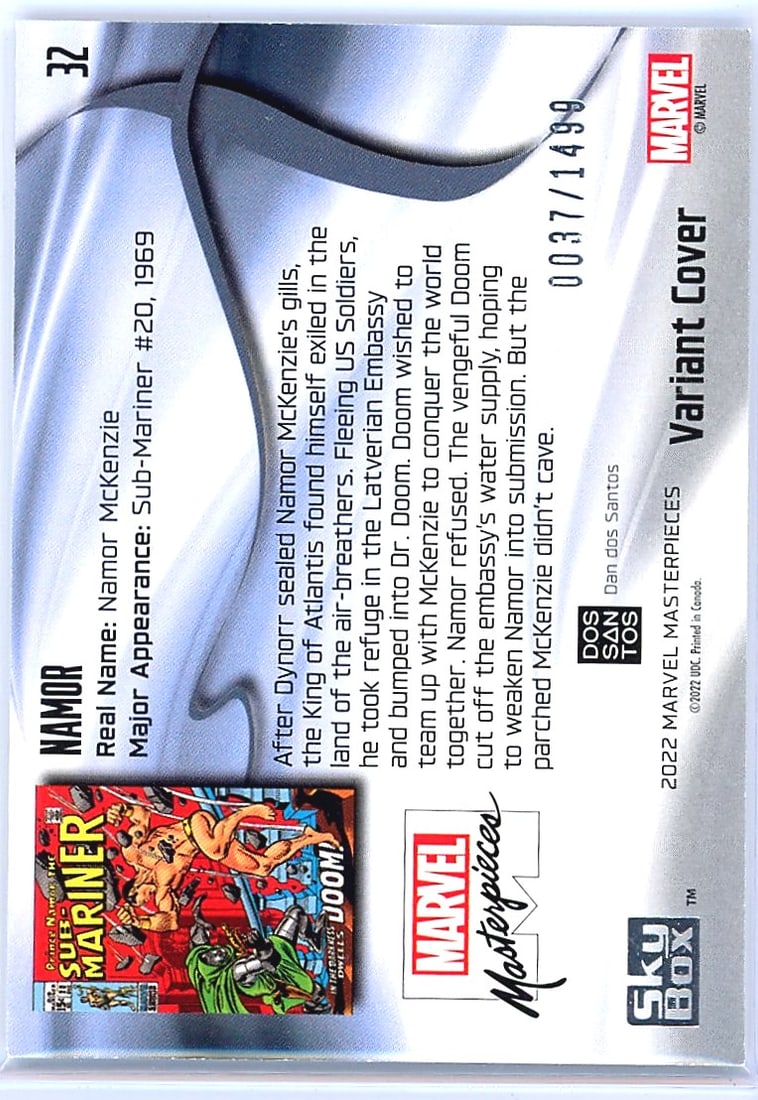 2022 Upper Deck Marvel Masterpieces #32 Namor - 2