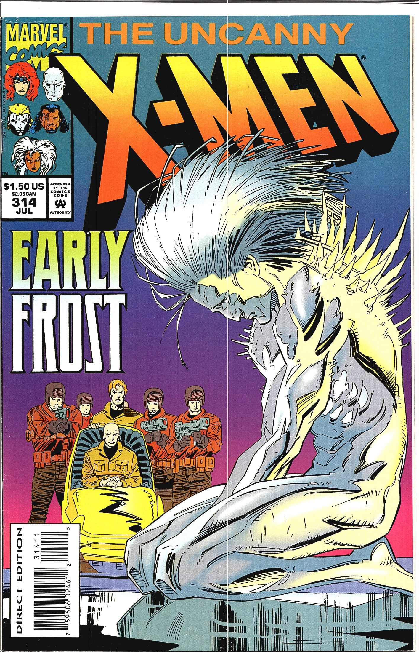 Uncanny X-Men #314 Marvel Comics 1994 Early: Uncanny X-Men #314, published by Marvel Comics, cover dated July 1994, priced at $1.50 US / $2.05 CAN. This is the Direct Edition, as indicated by the barcode notation. The story arc is titled 'Early 