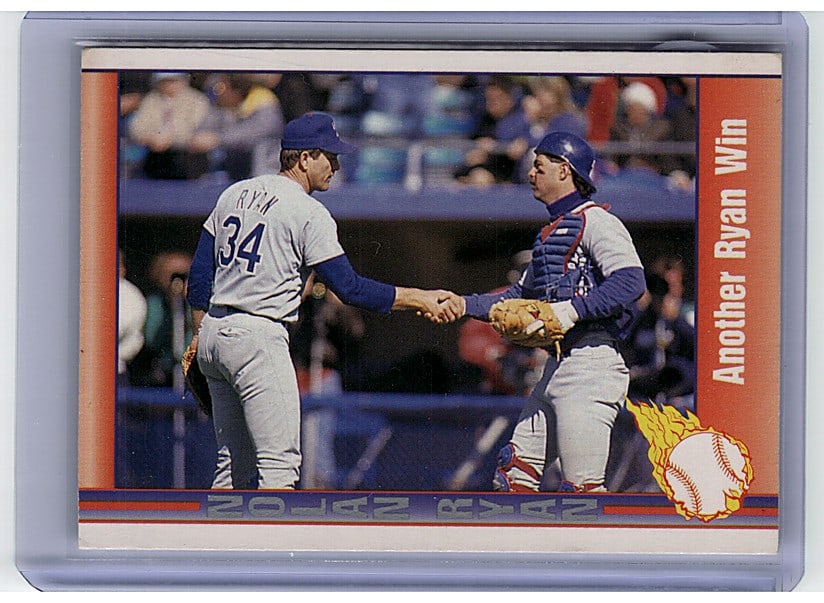 1991 Pacific Nolan Ryan Baseball Card Near Mint: This 1991 Pacific baseball card features Hall of Famer Nolan Ryan, one of baseball's most iconic pitchers. The card captures Ryan during his legendary career, showcasing the design and photography