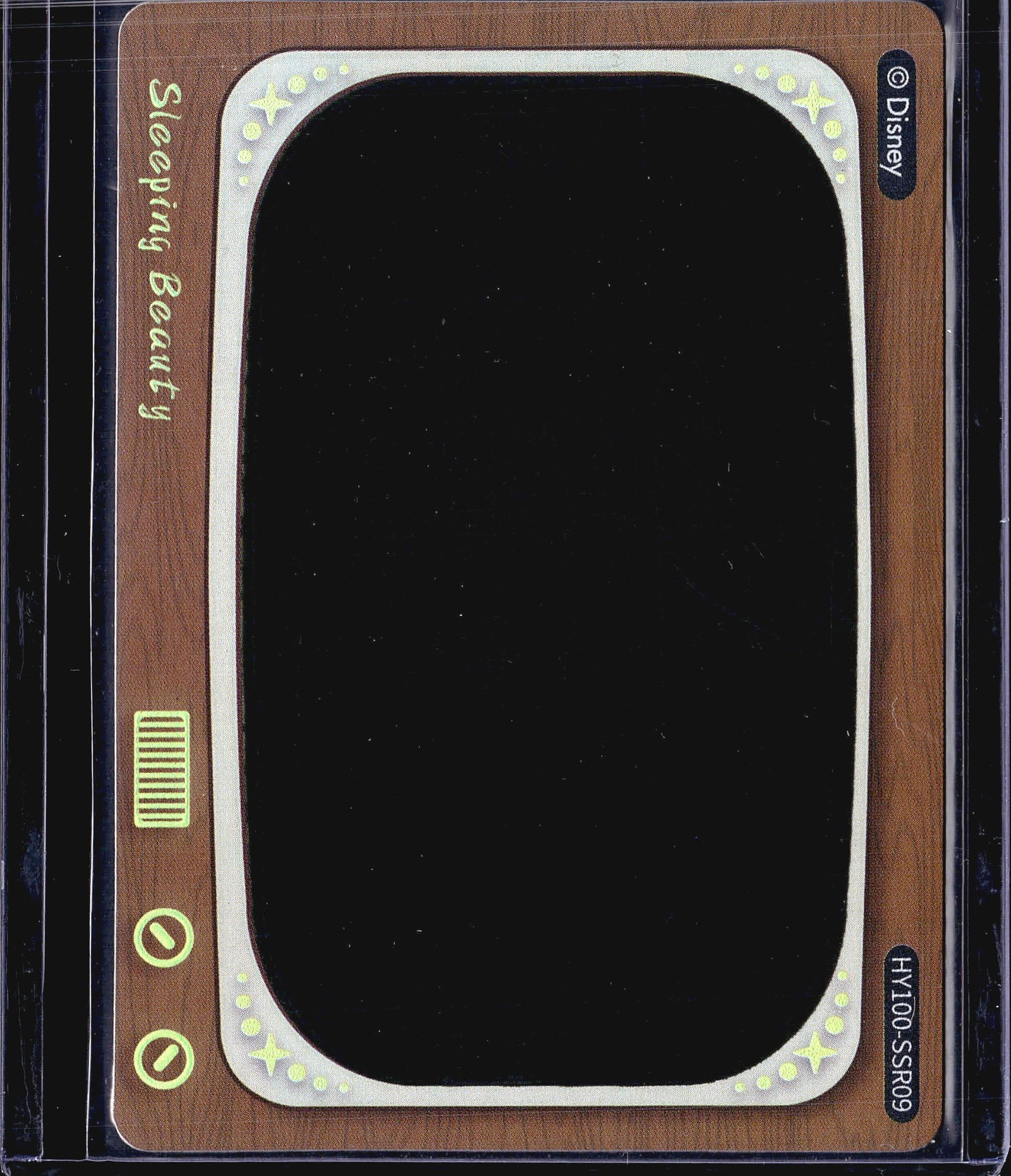 2023 Card Fun Disney 100 Heat Activated Sleeping: This is a Disney 100 Heat Activated Movie Scenes card by Card Fun, featuring Sleeping Beauty. The card number is HY100-SSR09, indicating an SSR rarity tier within the set. The card design showcases a 