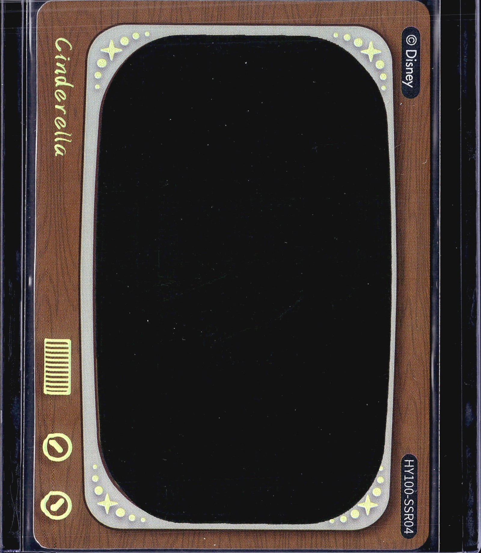 Cardfun Disney 100 TV Heat Reveal Card: This is a Disney 100 Heat Activated Movie Scenes card produced by Card Fun, featuring Cinderella. The card number is HY100-SSR04 and is styled with a retro wood-grain television set frame design. The