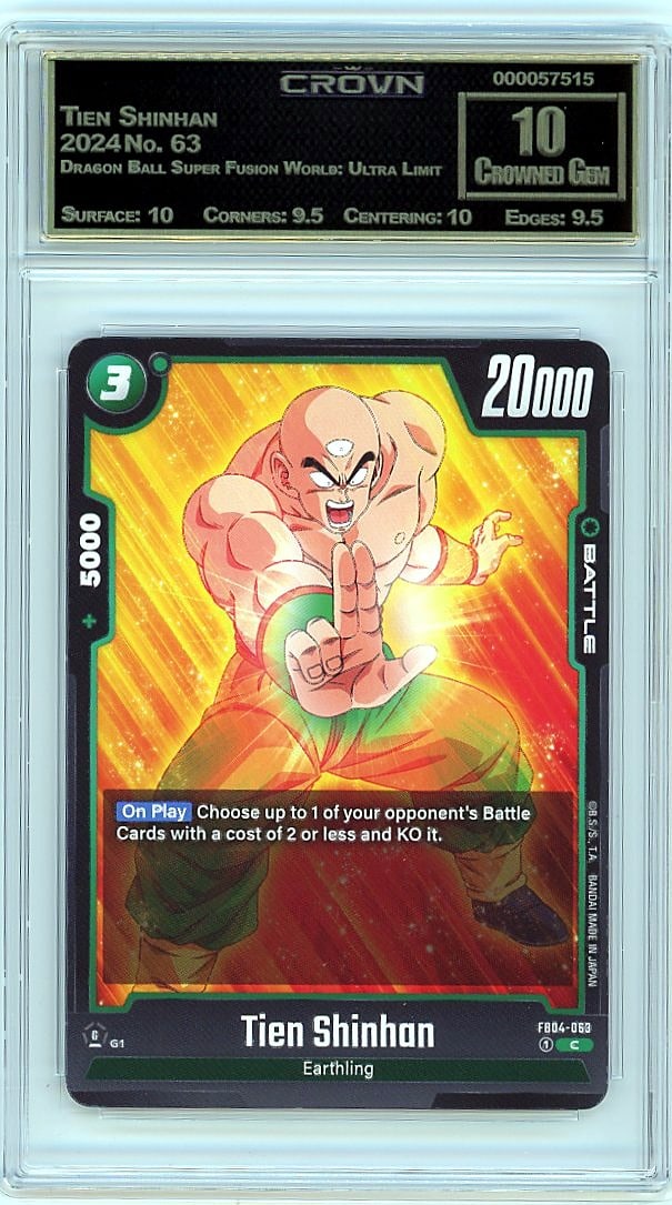 2024 Tien Shinhan Dragon Ball Super Fusion World: This is a 2024 Tien Shinhan card from the Dragon Ball Super Fusion World: Ultra Limit set, card number 63. It represents a premium collectible from this popular trading card game release, featuring on