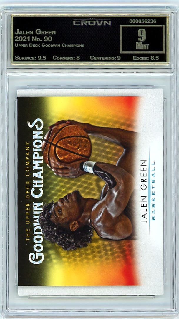 2021 Jalen Green Upper Deck Goodwin Champions: This is a 2021 Jalen Green card from the Upper Deck Goodwin Champions set, card number 90. It captures an iconic moment from one of basketball's most promising young talents early in his professional 