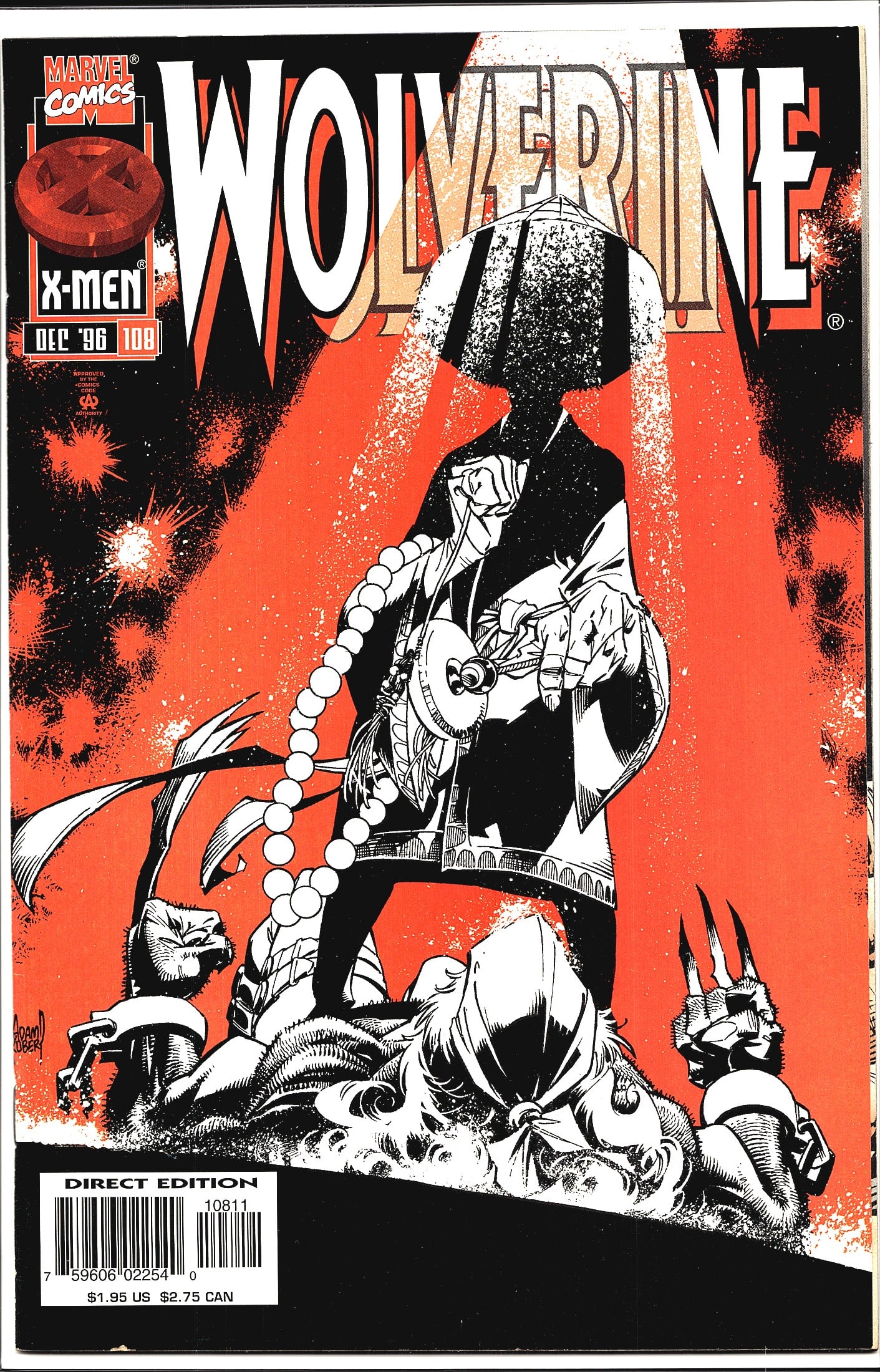 Wolverine #108 Marvel Comics Dec 1996 X-Men: Wolverine #108 published by Marvel Comics, cover dated December 1996, part of the X-Men family of titles. This is the Direct Edition, as noted on the bottom left of the cover. The striking cover art,