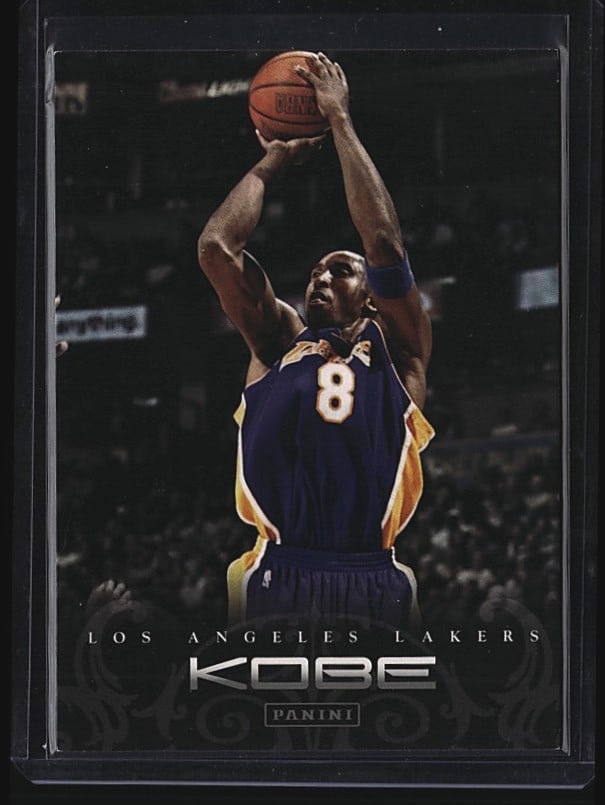 2012-13 Panini Anthology Kobe Bryant #118: This is a 2009 Panini Kobe card #118 featuring Kobe Bean Bryant of the Los Angeles Lakers. The card displays Bryant in his number 8 Lakers jersey taking a jump shot. The back of the card includes his