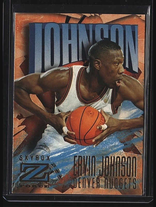 1997 Skybox Z-Force #109 Ervin Johnson: This 1997 Skybox Z-Force #109 basketball card features Ervin Johnson. The card is in Very Good condition, showing the typical wear consistent with a collectible from this era that has been handled