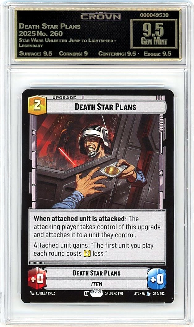 2025 Death Star Plans Star Wars Unlimited Jump: Graded by Crown Grading. Grade: 9.50. Gem Mint