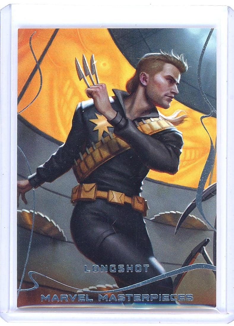 2022 Upper Deck Marvel Masterpieces #17 Longshot: This is card #17 from the 2022 Upper Deck SkyBox Marvel Masterpieces set, featuring Longshot (real name Arthur Centino). The card is serially numbered 1755/1999, making it a limited parallel. Artwork