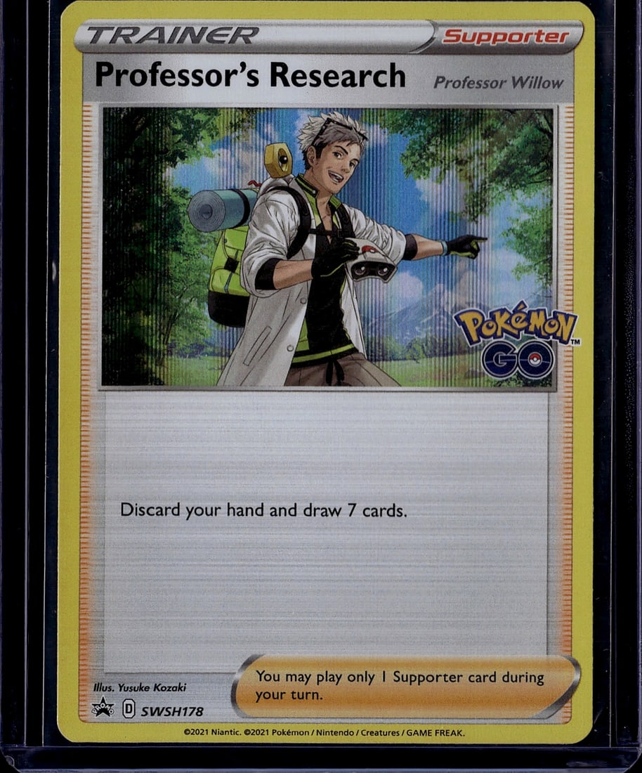 2021 Pokemon GO Professor Willow Card #78 Mint: This is a 2021 Pokemon Trading Card Game Trainer Supporter card from the Pokemon GO expansion set, featuring the character Professor Willow. The card depicts Professor Willow in field research attire