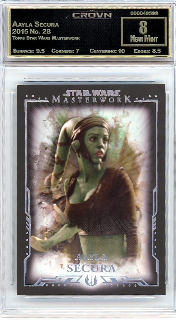 2015 Aayla Secura Topps Star Wars Masterwork #28: Graded by Crown Grading. Grade: 8.00. Near Mint