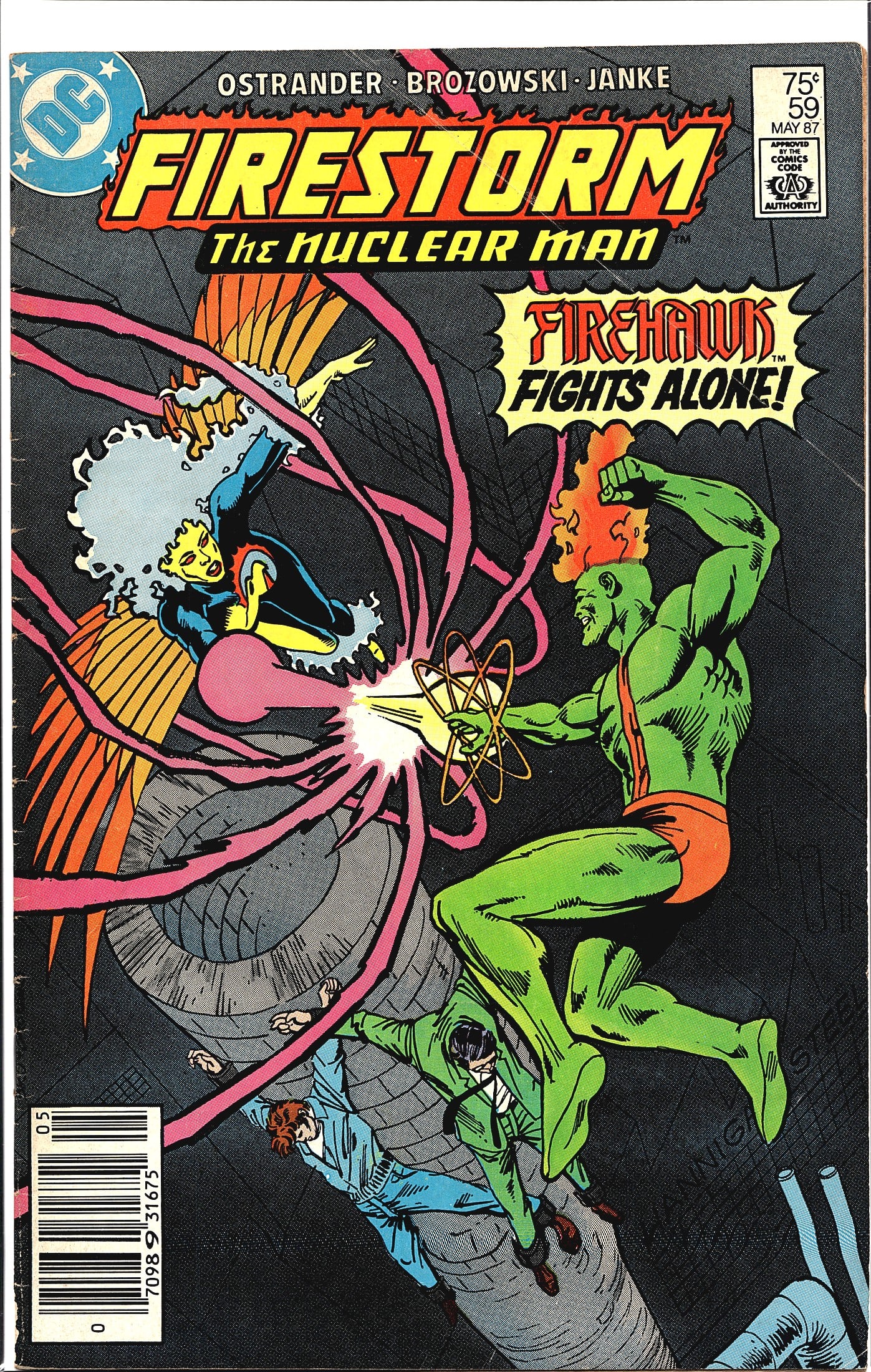 Firestorm #59 1987 DC The Fury of Firestorm: This is issue #59 of Firestorm the Nuclear Man, published by DC Comics in May 1987, priced at 75 cents on the cover. The creative team listed is Ostrander, Brozowski, and Janke. The cover features dra