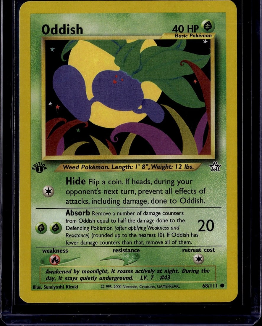 2000 Pokemon Neo Genesis Oddish 68/111 Near Mint: Oddish 68/111 is a Common card from the Pokemon Neo Genesis expansion, released on December 16, 2000. Neo Genesis was the first set in the Neo Series, introducing second-generation Pokemon from the Jo