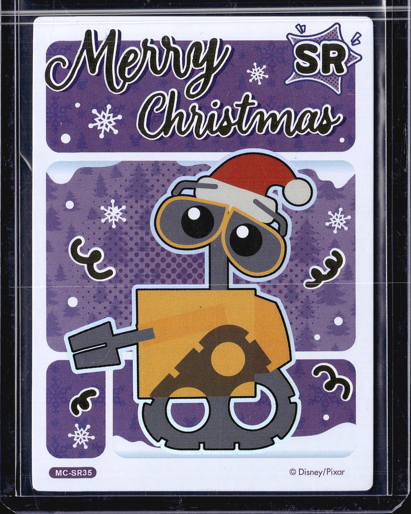 2023 Card Fun Disney 100 Years Festival Series: This is a Disney/Pixar licensed trading card featuring WALL-E from Pixar's beloved animated film, numbered MC-SR35 from the Merry Christmas set. The card is designated SR (Super Rare) rarity, as