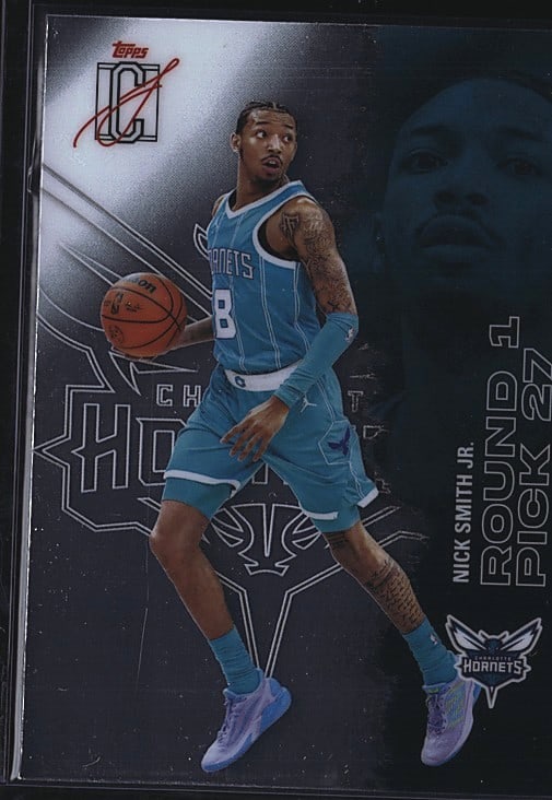 2025 Topps Signature Class Nick Smith Jr. #68: 2024 Topps Signature Class raw basketball card #68 featuring Nick Smith Jr., guard for the Charlotte Hornets (6'2", 185 lbs, College: Arkansas). This is a rookie-era card from Smith's 2024-25 season
