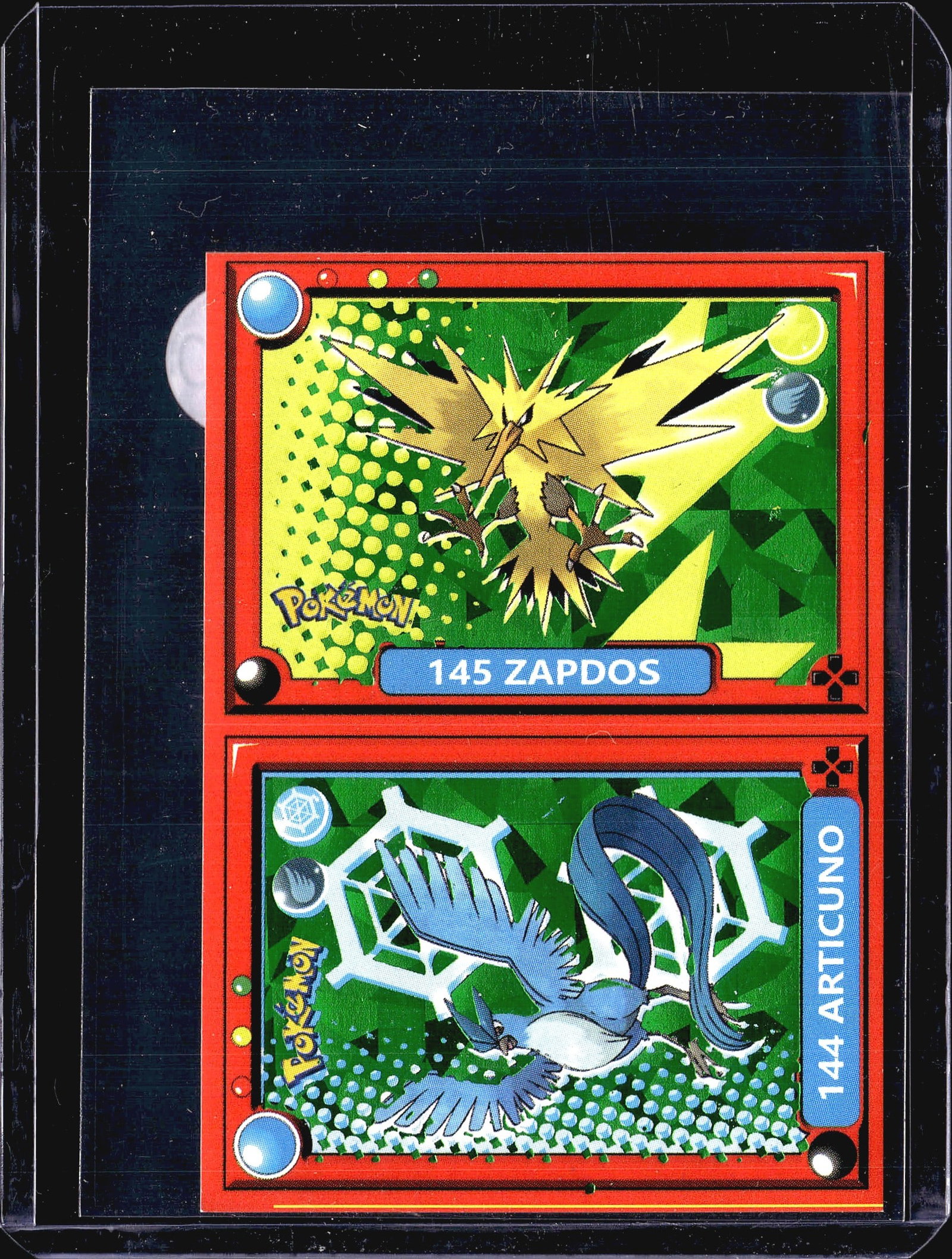 2-Card Lot Vintage Pokemon Holo Trading Cards TCG: This lot contains two vintage Pokemon trading cards with holographic foil finish, shown in protective sleeves. The image displays cards featuring classic electric and water-type Pokemon with the iconi