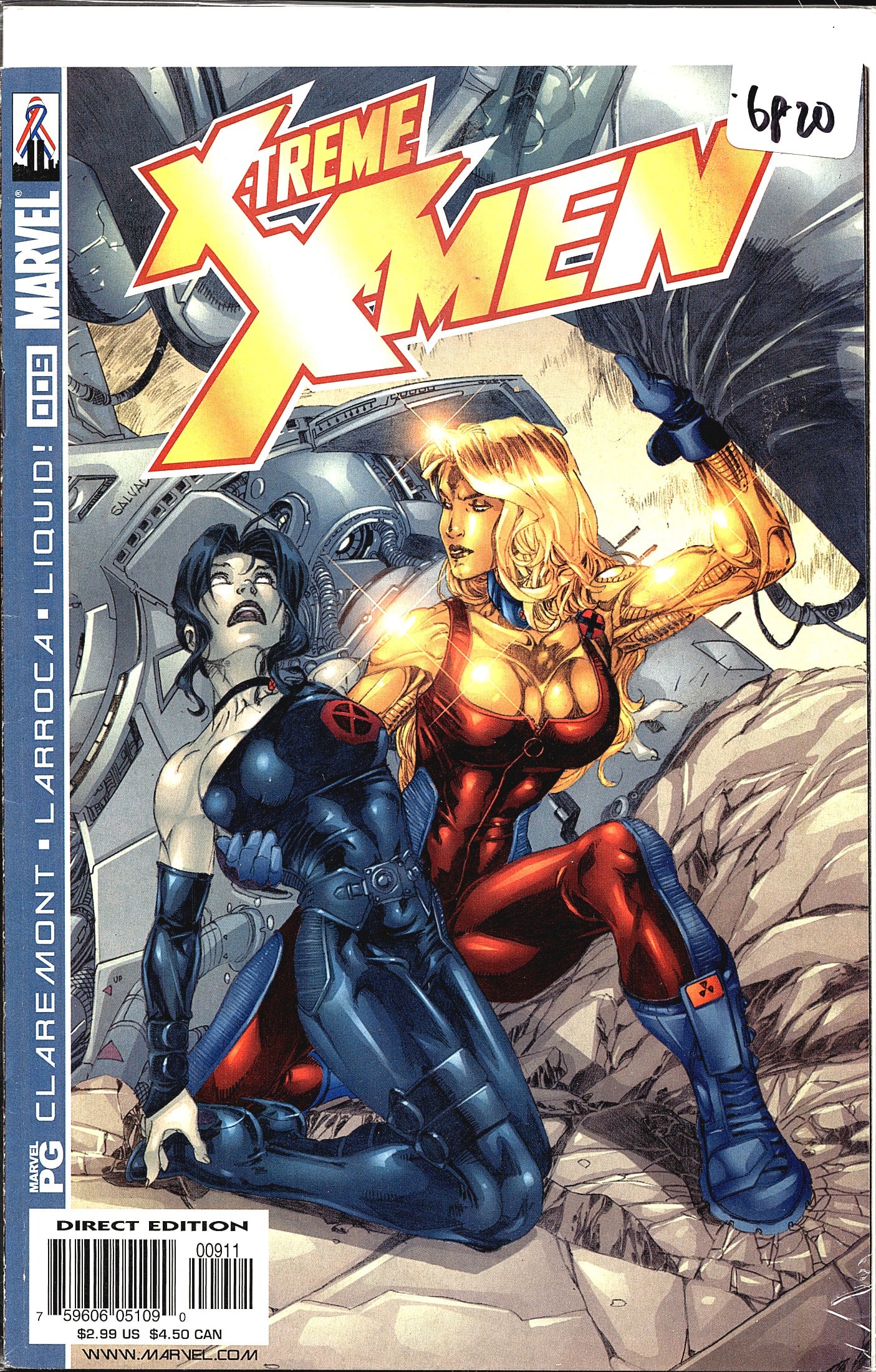 X-Treme X-Men #9 Marvel Comics 2001 Claremont: This is X-Treme X-Men issue #9, published by Marvel Comics. The series was written by Chris Claremont with art by Salvador Larroca, as credited on the left spine of the cover. The cover features two f