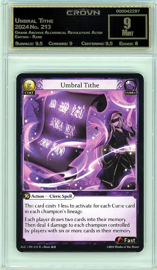 2024 Umbral Tithe Grand Archive Alchemical: Graded by Crown Grading. Grade: 9.00. Mint